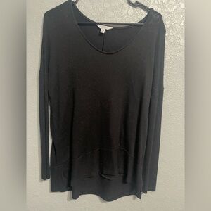 Black Long Sleeve Knit Top | V-Neck | Soft & Flowy